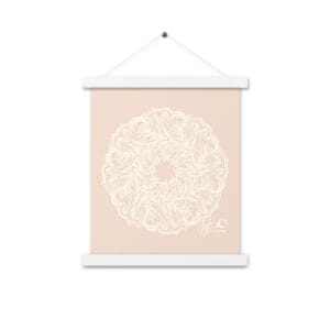 Wall hanging featuring a botanical mandala with stylized leaf patterns on luxe matte paper.