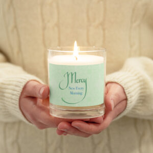 Mercy Is New Each Morning Candle, inspired by a cherished morning ritual.